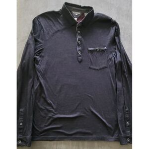 Ted Baker Men's‎ Black Long Sleeve Polo Shirt Wth Chest Pocket Size 3